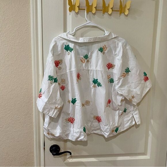 Anthropologie Maeve Embroidered Button down blouse Plus size 3X - Picture 9 of 9